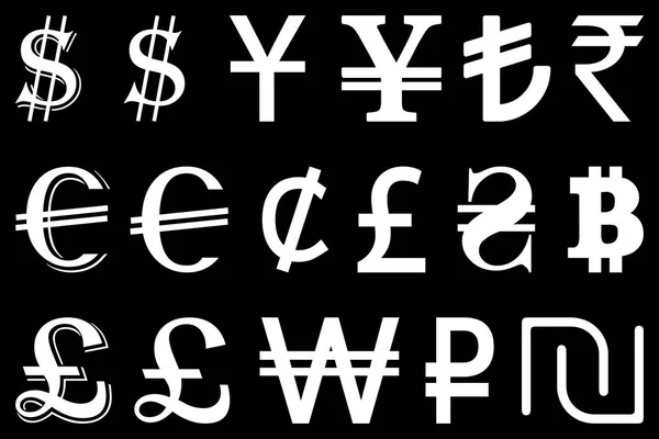 Set symbols of the leading world currencies vector illustration — Stock Vector