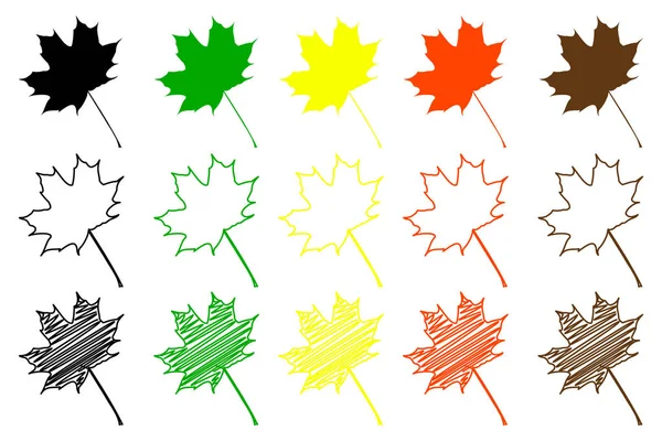 Jeu de couleurs feuille d'érable — Image vectorielle