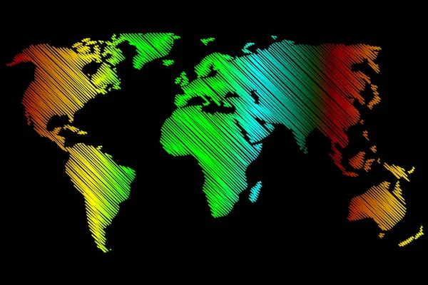 世界地図 - ベクトル落書き — ストックベクタ