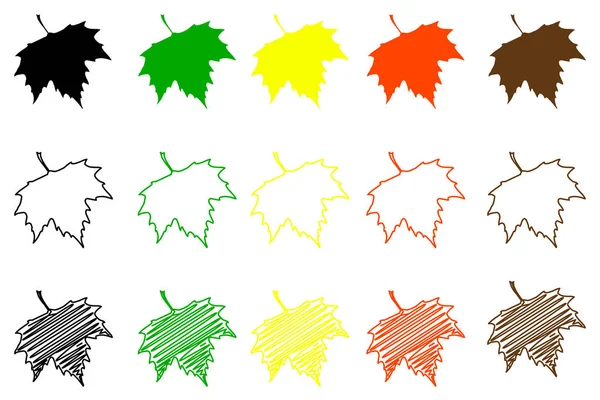 Sada barev listů klenu — Stockový vektor
