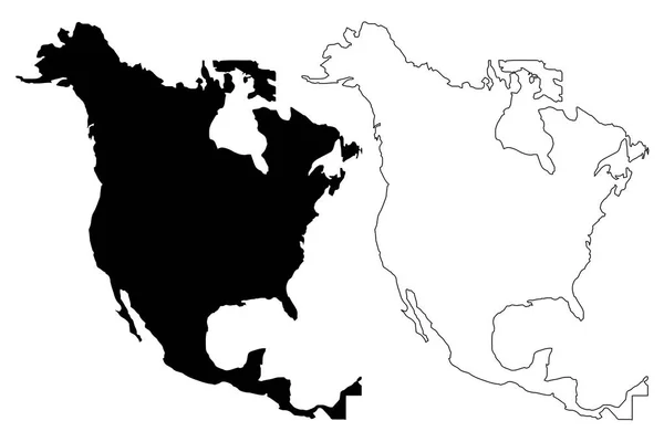 Nord America mappa vettoriale — Vettoriale Stock