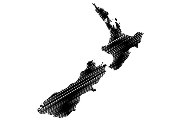 ニュージーランド地図ベクトル — ストックベクタ