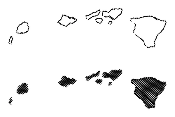 하와이 지도 벡터 — 스톡 벡터