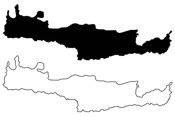 Isla de Creta mapa vector — Archivo Imágenes Vectoriales