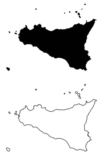 Sicily wyspa Mapa wektor — Wektor stockowy
