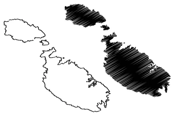 Vector χάρτη Νήσος Μάλτα, — Διανυσματικό Αρχείο
