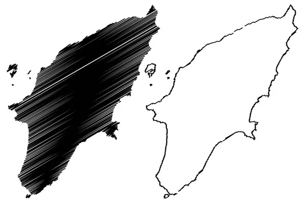 Greek island Rhodes map vector, — Stock Vector