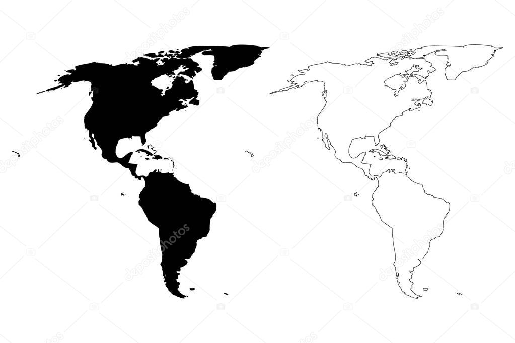 Map of America vector illustration, scribble sketch America