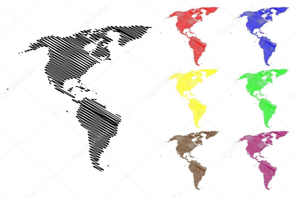 Map of America vector illustration, scribble sketch America
