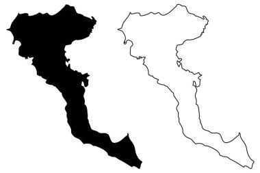 Yunan Adası Korfu Haritası vektör, 