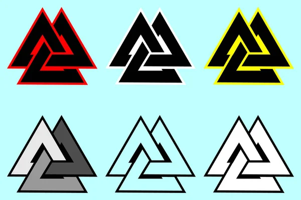 Valknut símbolo, logotipo del triángulo , — Vector de stock