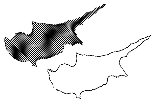 Mapa de isla cyprus vector , — Vector de stock