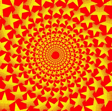 Kırmızı arka plan - vektör desen üzerinde sarı beş köşeli yıldız,