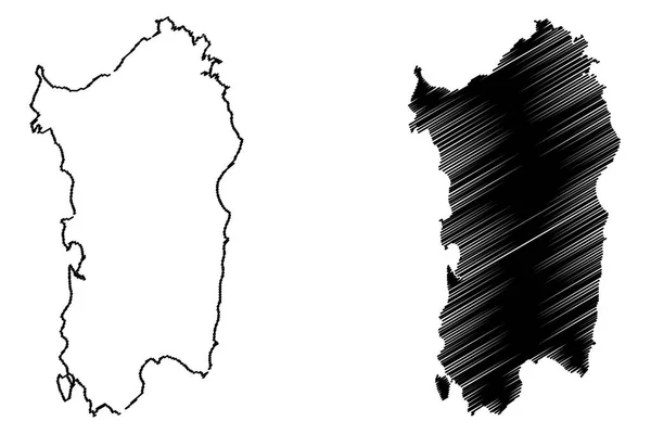 Isla de Cerdeña mapa vector — Archivo Imágenes Vectoriales