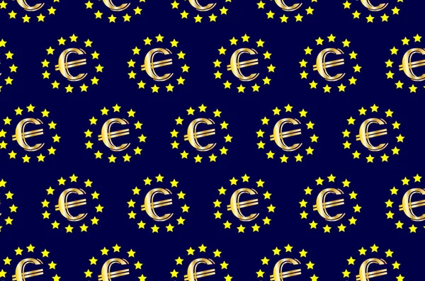 Euro dorato su sfondo blu — Vettoriale Stock