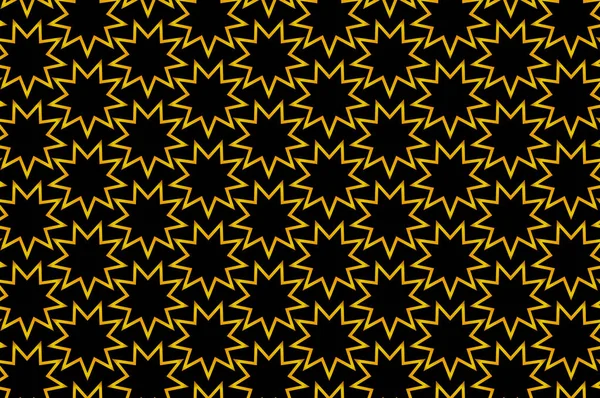 Étoile dorée à neuf branches sur fond noir — Image vectorielle