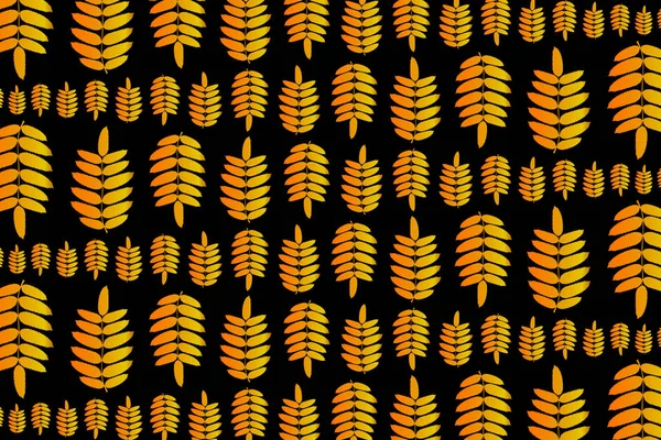 Rowan siyah zemin üzerine altın yaprak