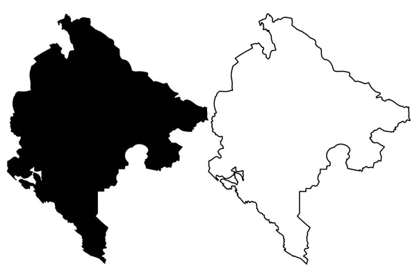 モンテネグロ地図ベクトル — ストックベクタ