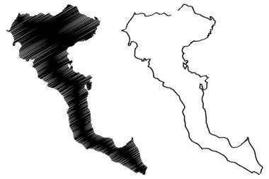 Yunan Adası Korfu Haritası vektör, 