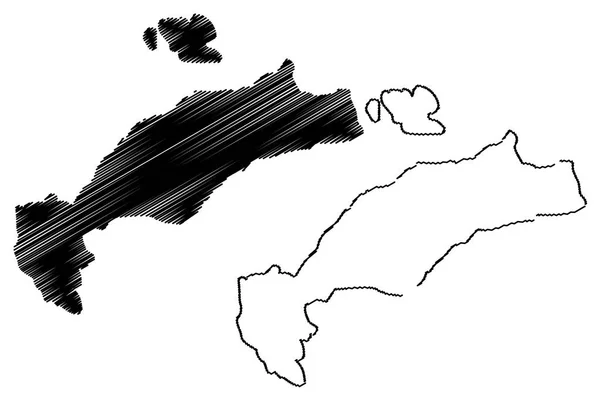 Isola greca Kos mappa vettoriale , — Vettoriale Stock