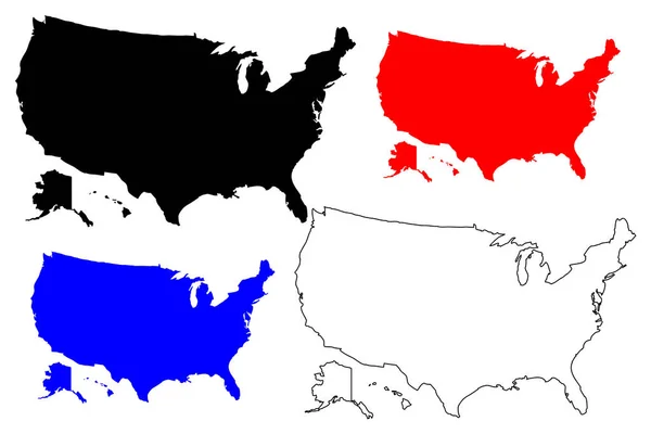 Stati Uniti d'America Mappa Vector — Vettoriale Stock