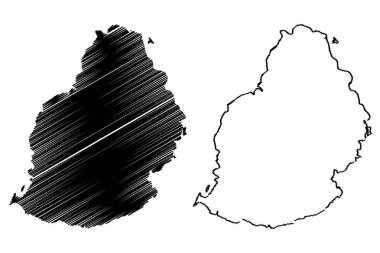 Mauritius Adası harita vektör