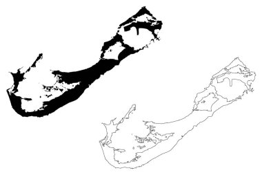 Bermuda Island harita vektör