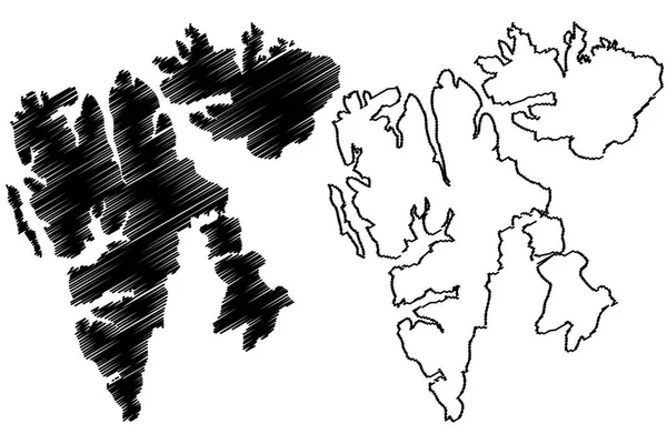 Ilha Svalbard mapa vetor — Vetor de Stock