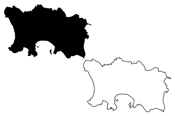 泽西岛地图矢量 — 图库矢量图片