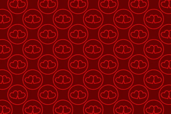 Due cuori rossi su uno sfondo rosso — Vettoriale Stock