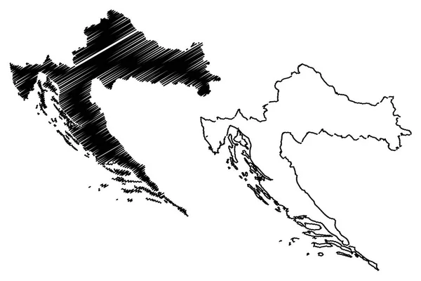 Vektorová Mapa Chorvatsko — Stockový vektor