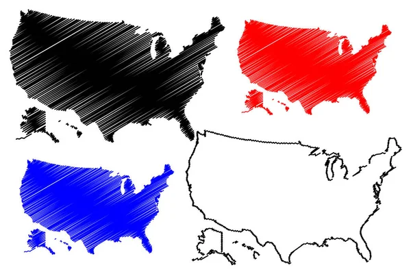 Stati Uniti d'America Mappa Vector — Vettoriale Stock