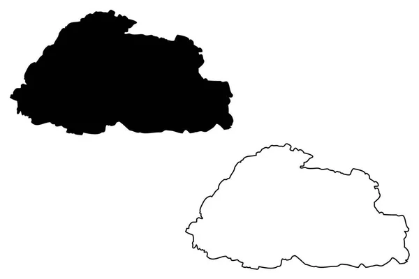 ブータン地図ベクトル — ストックベクタ