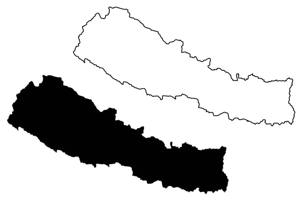 尼泊尔地图矢量 — 图库矢量图片