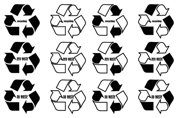 Återvinning - inget avfall - noll avfall, återvinna logotyp — Stock vektor