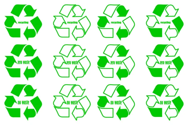 Recycling - kein Abfall - null Abfall, Recycling-Logo — Stockvektor