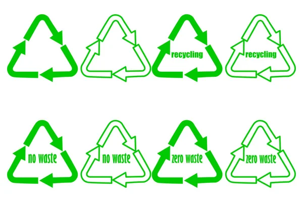 Recyclage - aucun déchet - zéro déchet, logo de recyclage — Image vectorielle