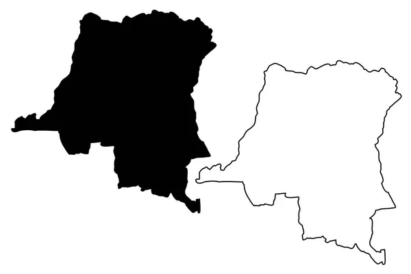 República Democrática del Congo mapa vector — Vector de stock