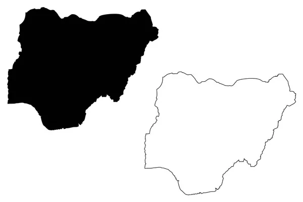 尼日利亚地图矢量 — 图库矢量图片