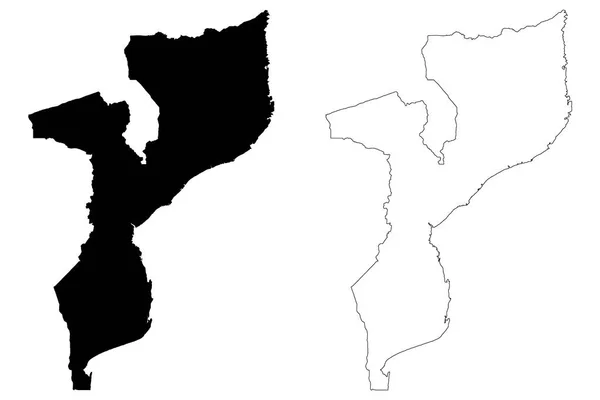 モザンビーク地図ベクトル — ストックベクタ