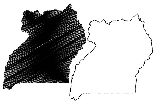 乌干达地图矢量 — 图库矢量图片