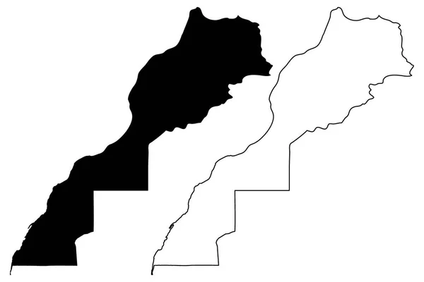 Marrocos e Saara Ocidental mapa vetor —  Vetores de Stock