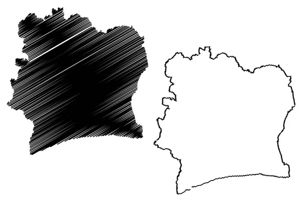 Wybrzeże Kości Słoniowej mapa wektor — Wektor stockowy