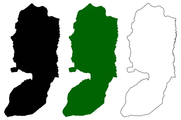 Mapa vetorial da Cisjordânia — Vetor de Stock