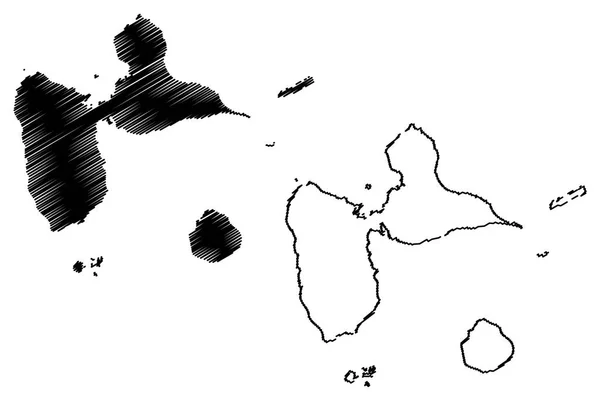 瓜德罗普岛地图向量 — 图库矢量图片