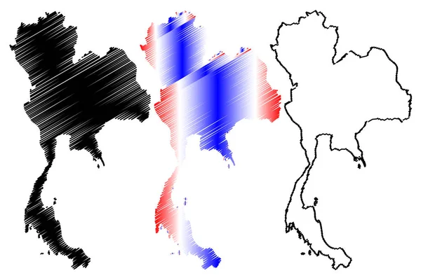 Tailandia Mapa Vector — Archivo Imágenes Vectoriales