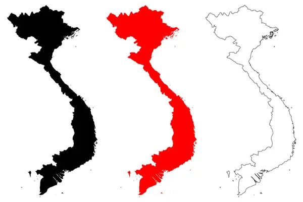 Vietnam mapa vector — Vector de stock