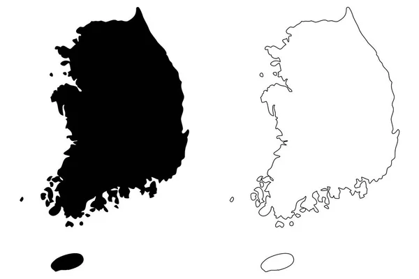 Νότια Κορέα χάρτη διάνυσμα — Διανυσματικό Αρχείο