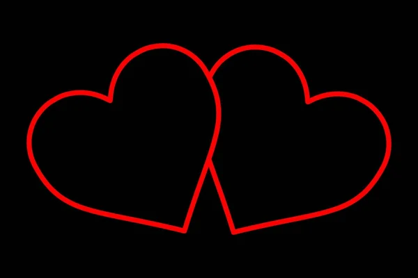 Dvě srdce černá a červená — Stockový vektor