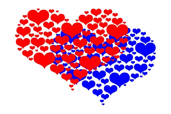Δύο καρδιές, μπλε και κόκκινο — Διανυσματικό Αρχείο